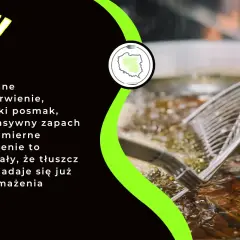 Ciemne zabarwienie, gorzki posmak, intensywny zapach i nadmierne dymienie to sygnały, że tłuszcz do frytek osiągnął punkt dymienia i nie nadaje się do smażenia.