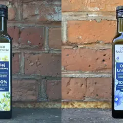 Olej rzepakowy i lniany tłoczony na zimno. Jak dobrać odpowiedni olej do surówki? Oba oleje od Łobzovii, polskie ziarno.