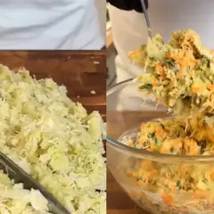 Różnica między sałatką coleslaw a klasyczną surówką z kapusty: po lewej siekana kapusta, po prawej gotowa surówka z marchewką i ziołami.