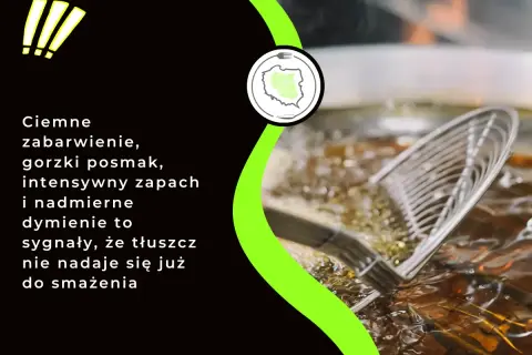 Ciemne zabarwienie, gorzki posmak, intensywny zapach i nadmierne dymienie to sygnały, że tłuszcz do frytek osiągnął punkt dymienia i nie nadaje się do smażenia.