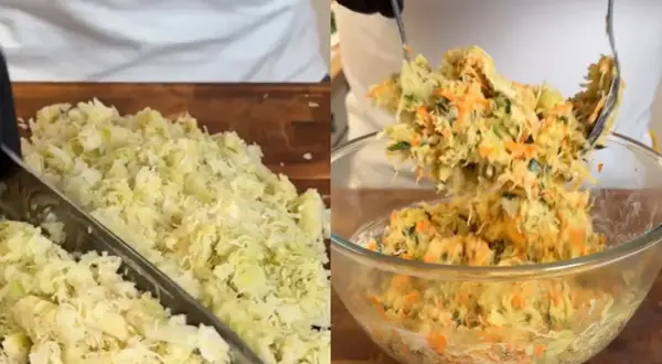 Różnica między sałatką coleslaw a klasyczną surówką z kapusty: po lewej siekana kapusta, po prawej gotowa surówka z marchewką i ziołami.
