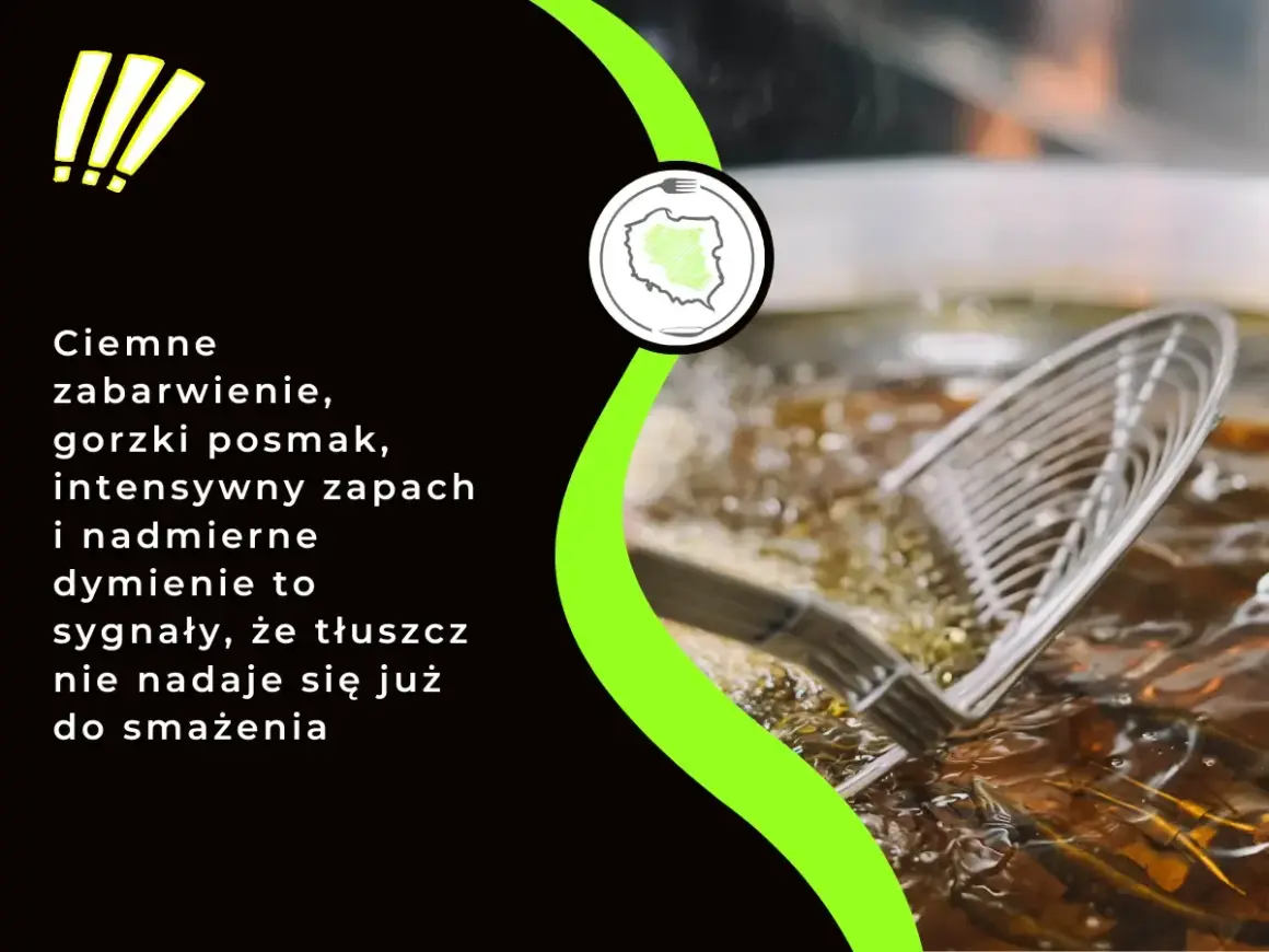 Ciemne zabarwienie, gorzki posmak, intensywny zapach i nadmierne dymienie to sygnały, że tłuszcz do frytek osiągnął punkt dymienia i nie nadaje się do smażenia.