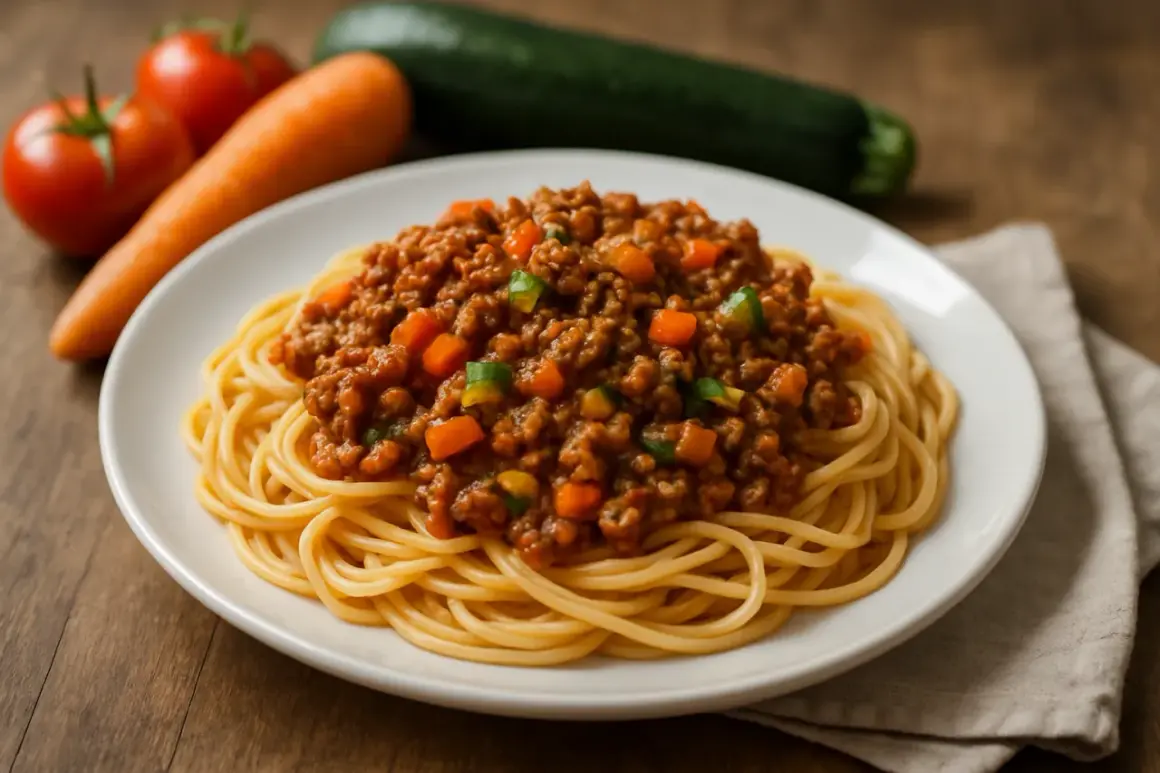 Pyszny sos bolognese z kawałkami marchewki i papryki, idealny do spaghetti. Dowiedz się, jak podgrzać sos do spaghetti, by był idealny.